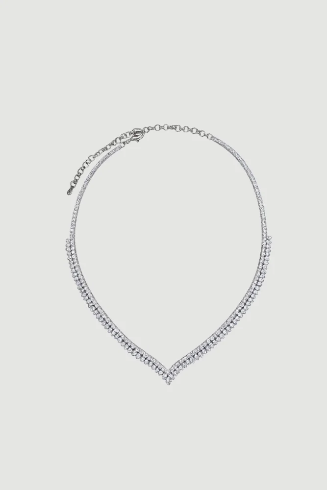 Waterfall Stone Necklace - Silver Silver