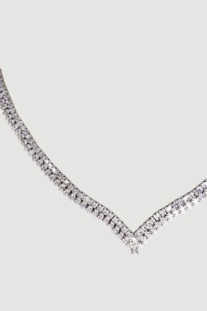 Waterfall Stone Necklace - Silver - Gusto (1)