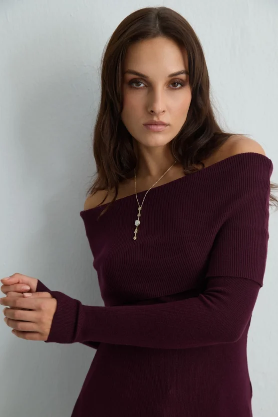 White Stone Detail Y Necklace Gold - Gusto