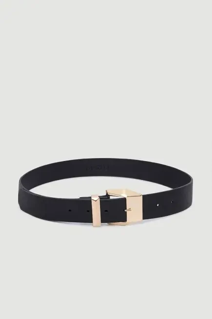 Wide Buckled Belt - Black Black
