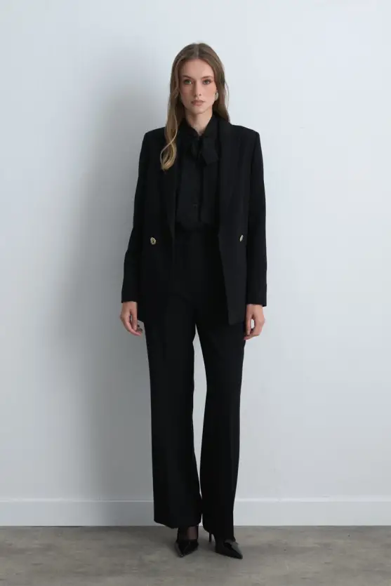 Wide Leg Crepe Pants Black - 3