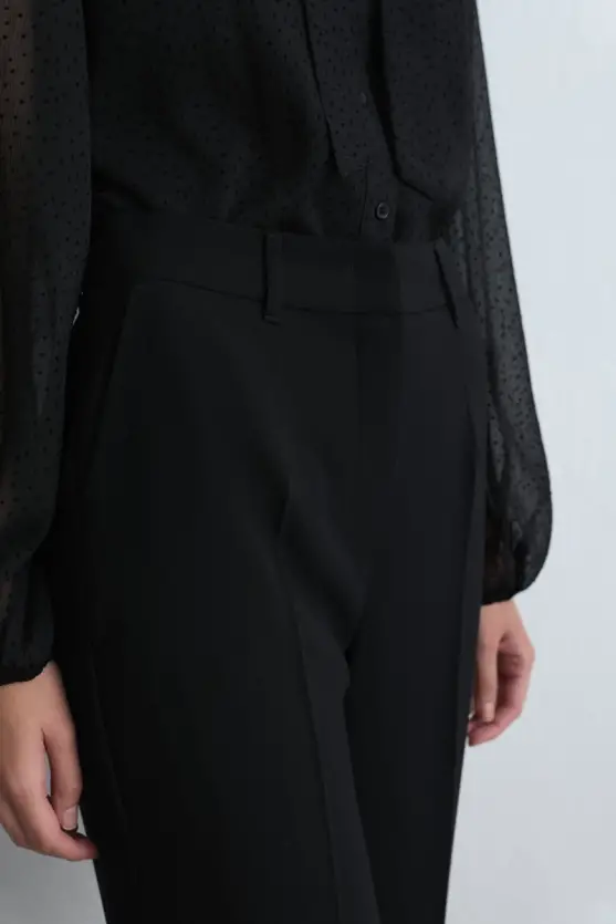 Wide Leg Crepe Pants Black - 4