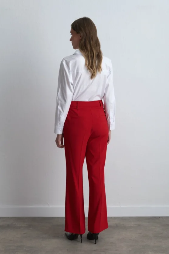 Wide Leg Crepe Pants Red - Gusto