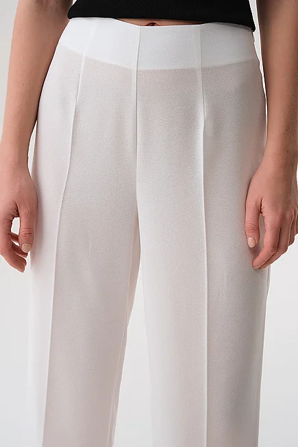 Wide Leg Crepe Trousers - Ecru - Gusto