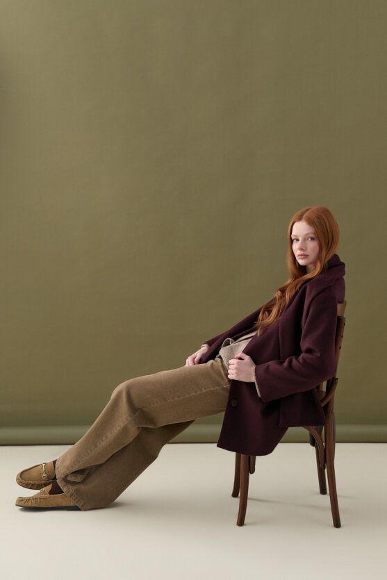 Wide-Leg Denim Pants - Brown - Gusto