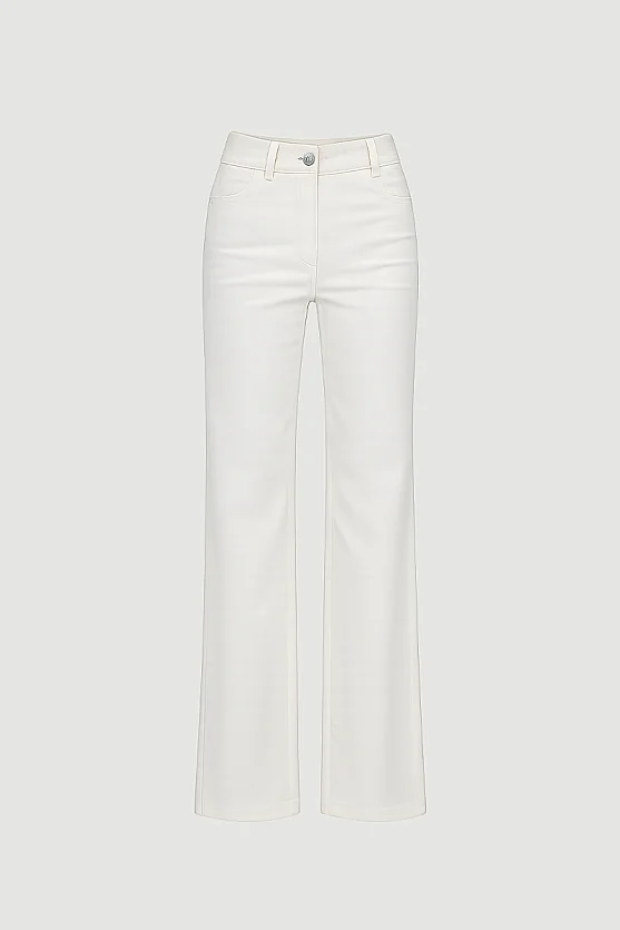 Wide-Leg Denim Pants - White - Gusto