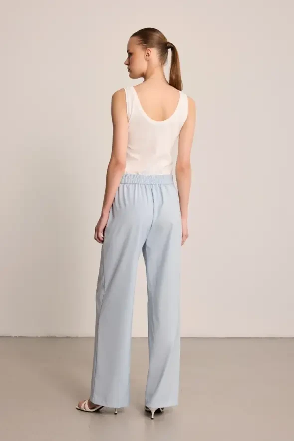 Wide Leg Fabric Pants - Blue - 11