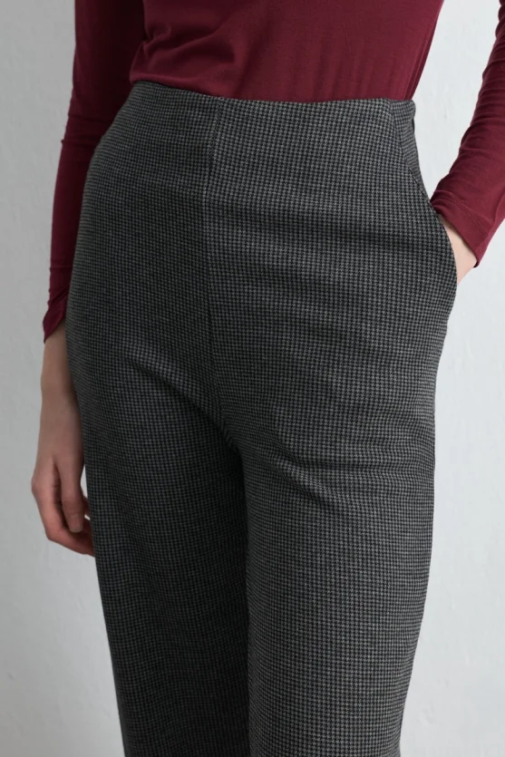 Wide Leg Houndstooth Pants Gray - 4