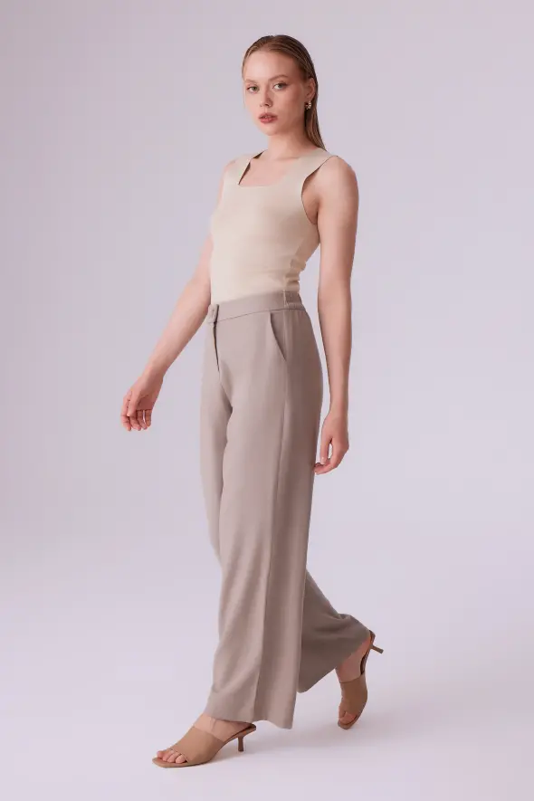 Wide Leg Linen Pants - Mink - 3