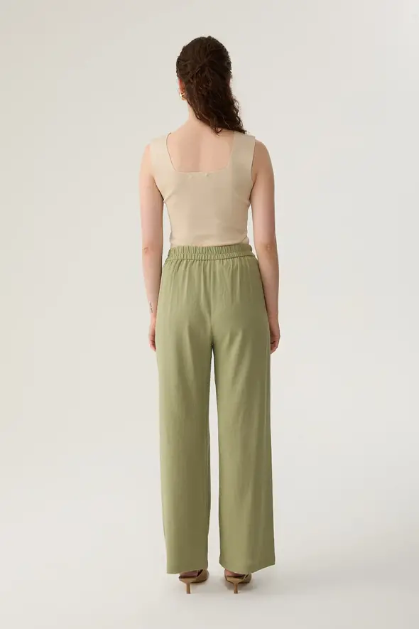 Wide Leg Linen Pants - Mint - 5