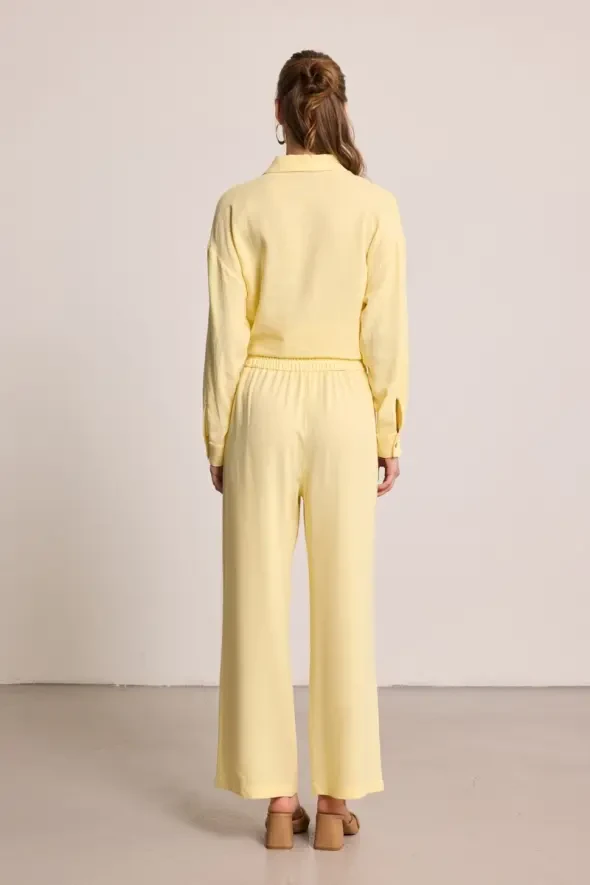 Wide Leg Linen Pants - Yellow - 7