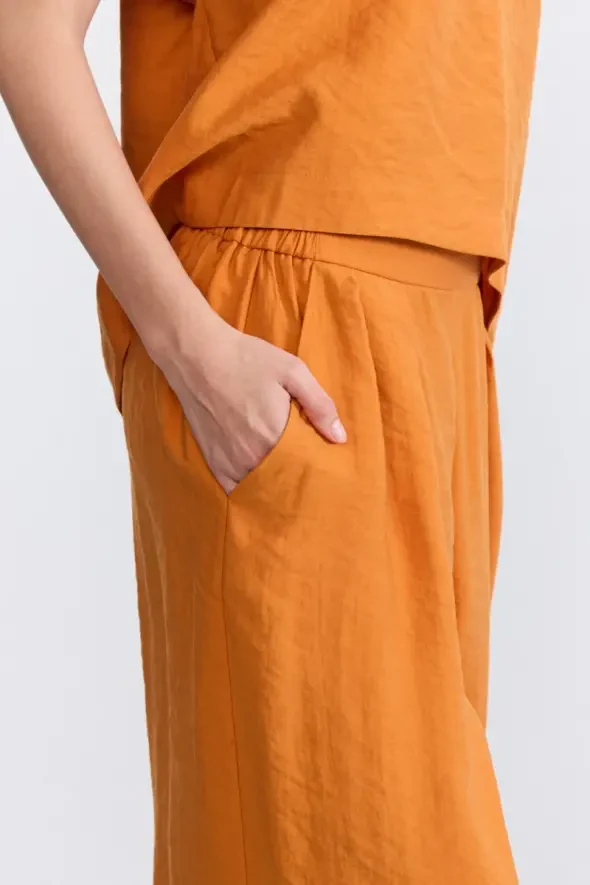Wide Leg Lyocell Pants - Terracotta - 5