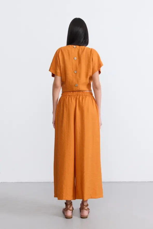 Wide Leg Lyocell Pants - Terracotta - 6