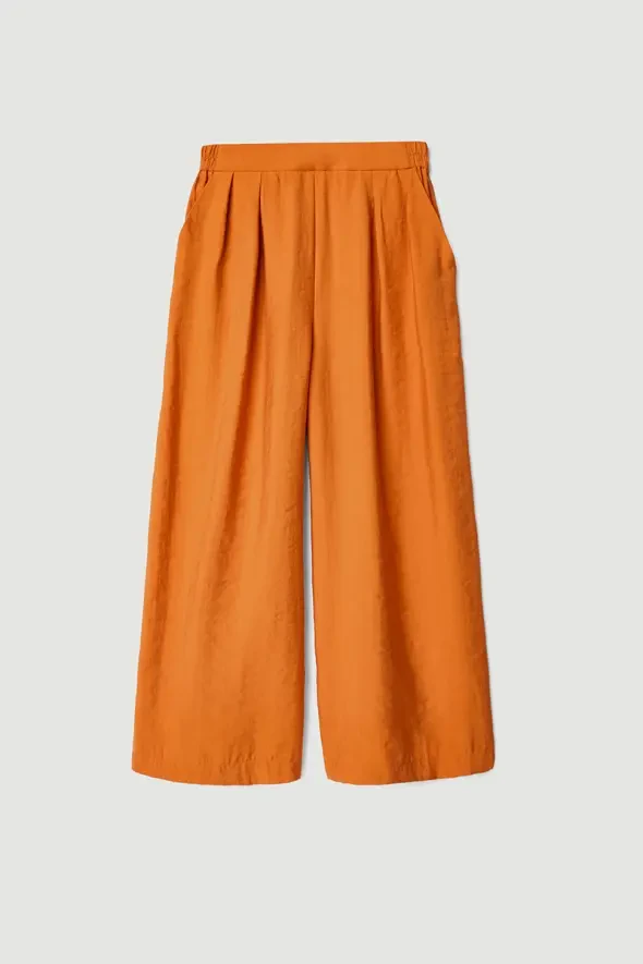 Wide Leg Lyocell Pants - Terracotta - 7