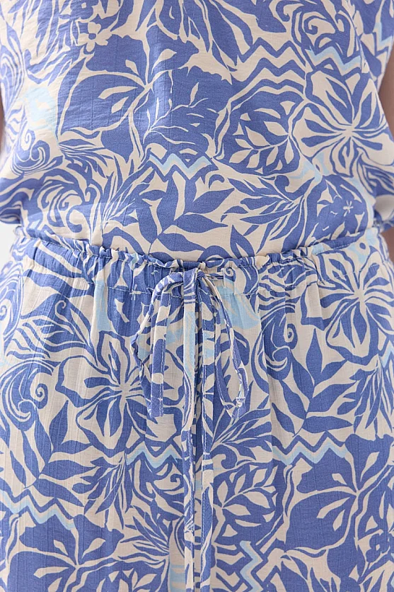 Wide Leg Pants with Tie Detail - Blue - Gusto