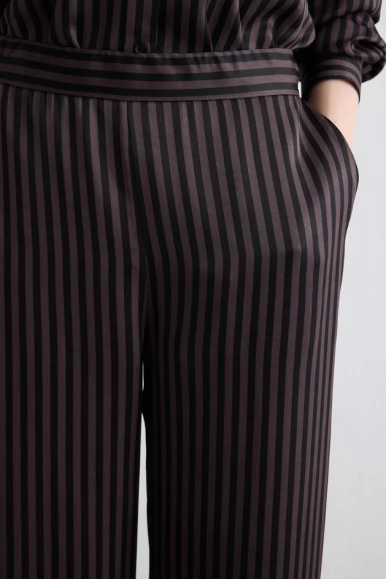 Wide Leg Satin Pants Brown - Gusto