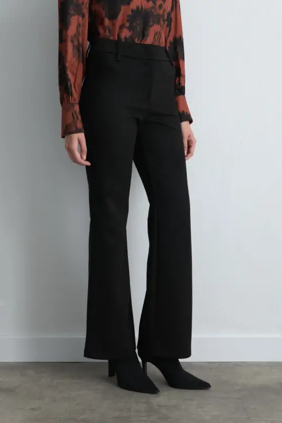 Wide Leg Suede Pants Black - Gusto