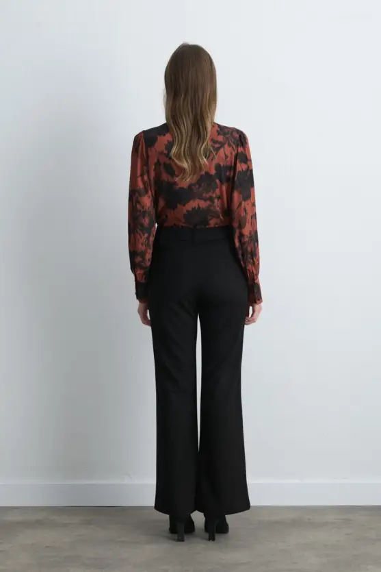 Wide Leg Suede Pants Black - Gusto