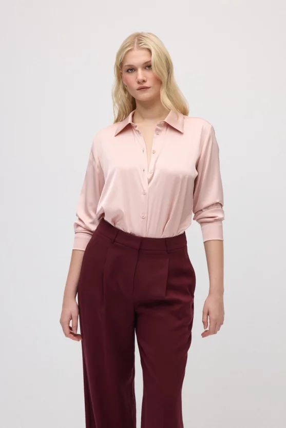 Wide-Leg Tencel Pants - Burgundy - 3