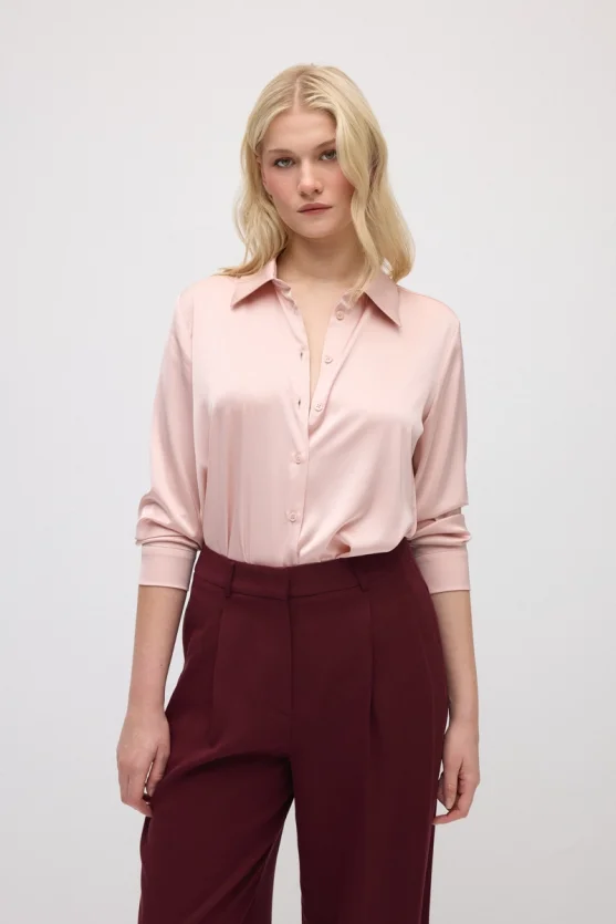 Wide-Leg Tencel Pants - Burgundy - 4