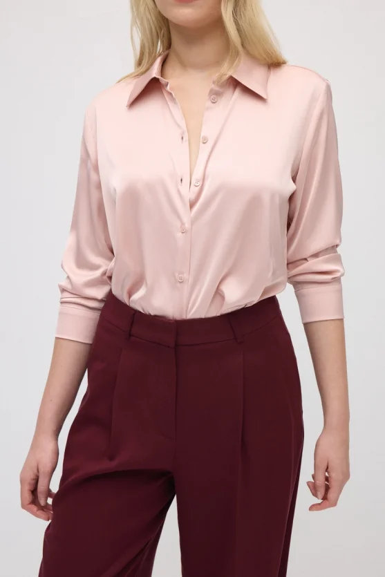 Wide-Leg Tencel Pants - Burgundy - Gusto