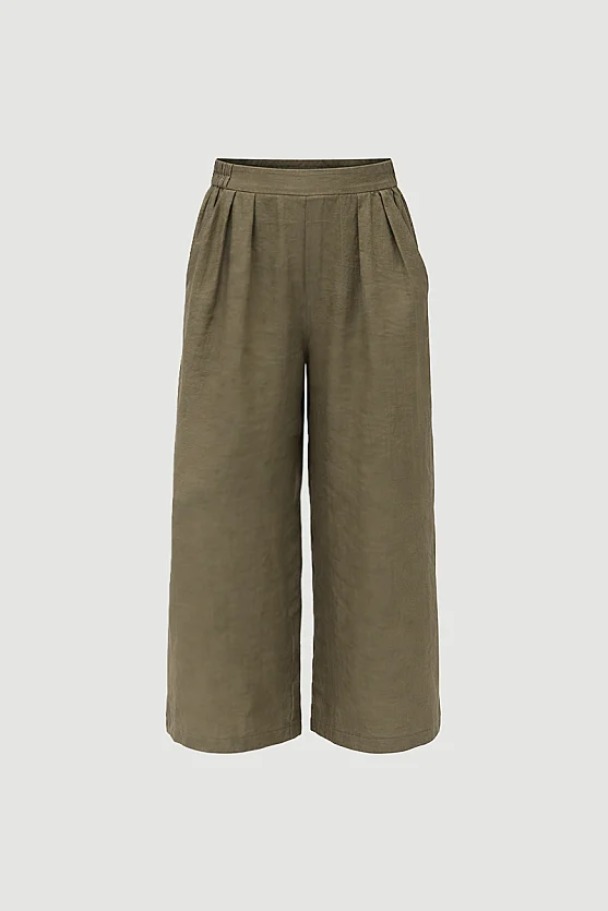 Wide-Leg Tencel Pants - Khaki - Gusto