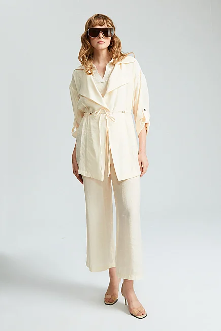 Wide Leg Trousers - Ecru - 3
