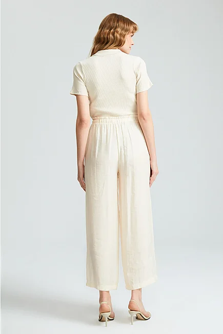 Wide Leg Trousers - Ecru - 6