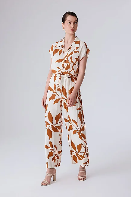 Wide Leg Viscose Trousers - Brick - Gusto
