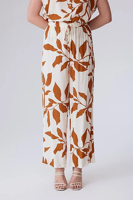 Wide Leg Viscose Trousers - Brick - Gusto