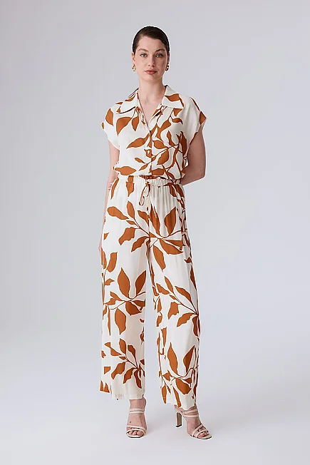 Wide Leg Viscose Trousers - Brick - Gusto