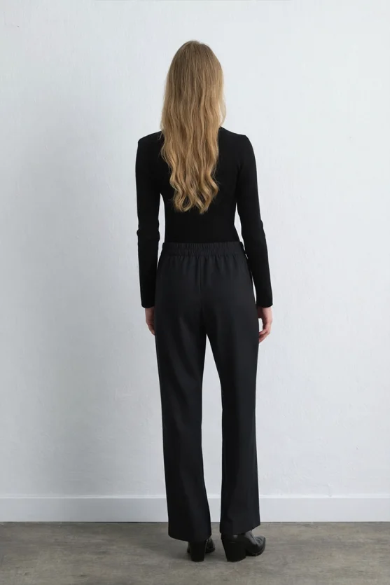 Wide Legged Sim Striped Pants Black - 3