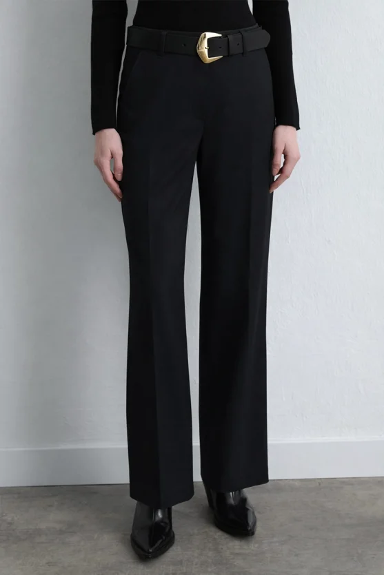 Wide Legged Sim Striped Pants Black - 2