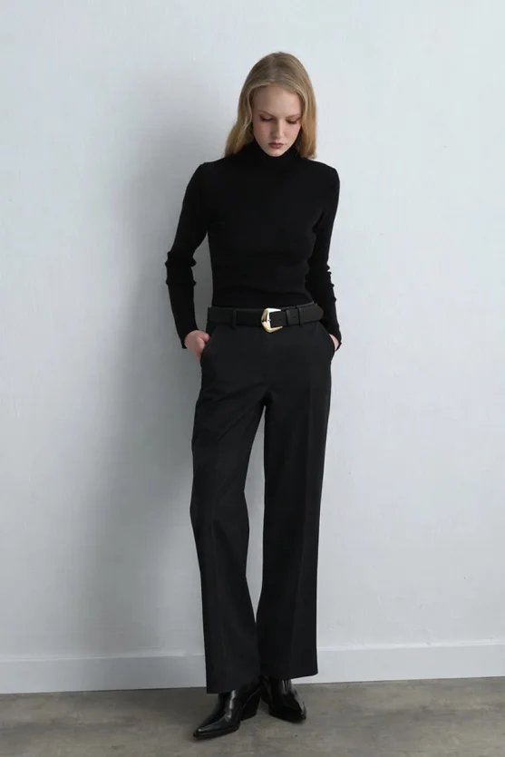 Wide Legged Sim Striped Pants Black - Gusto