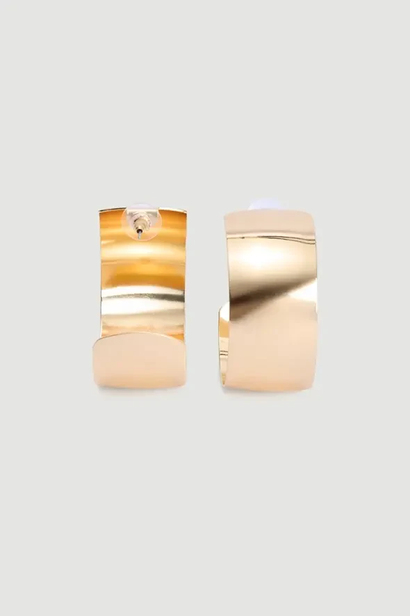Wide Volume Hoop Earrings - Gold - 2