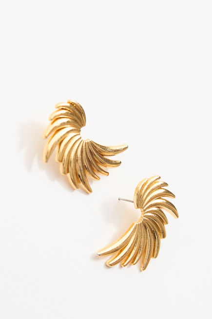 Wing Gold Earrings - Gold Gold