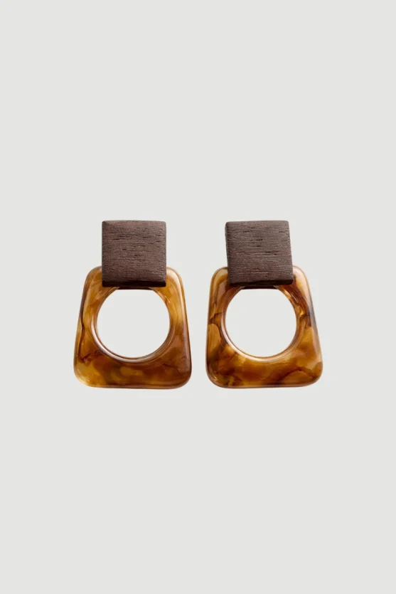 Wooden Earrings - Brown - Gusto