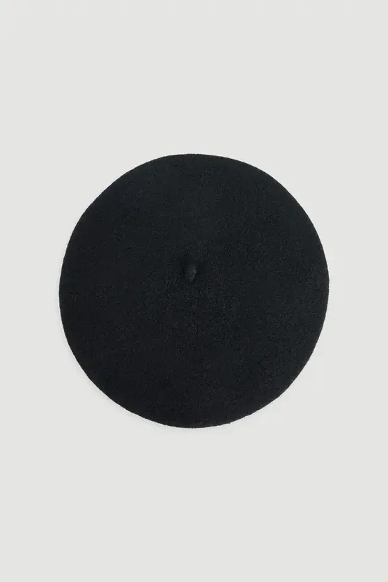 Wool Beret - Black - 2