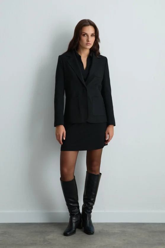 Wool Blazer Jacket Black - 5