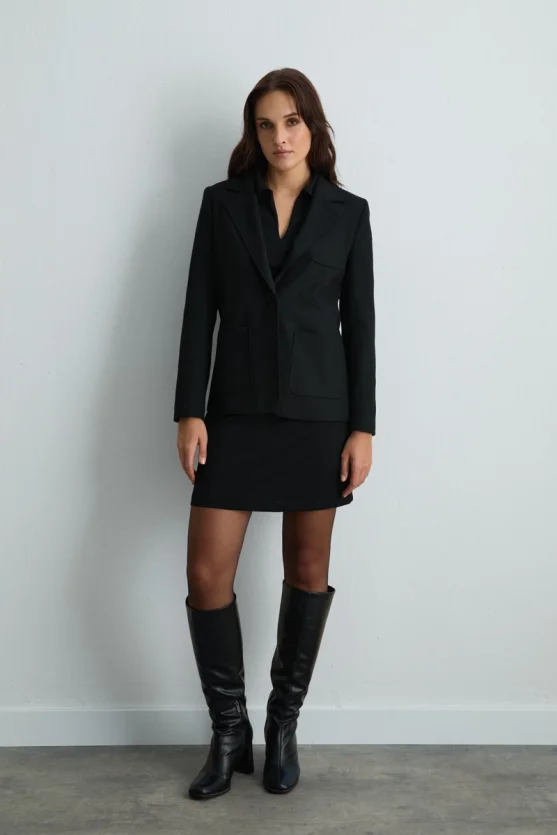 Wool Blazer Jacket Black - 7