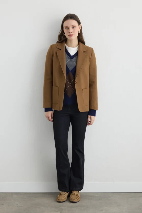 Wool Blazer Jacket - Camel - Gusto