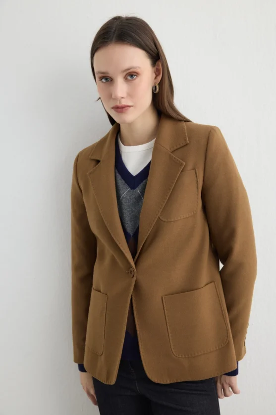 Wool Blazer Jacket - Camel - Gusto