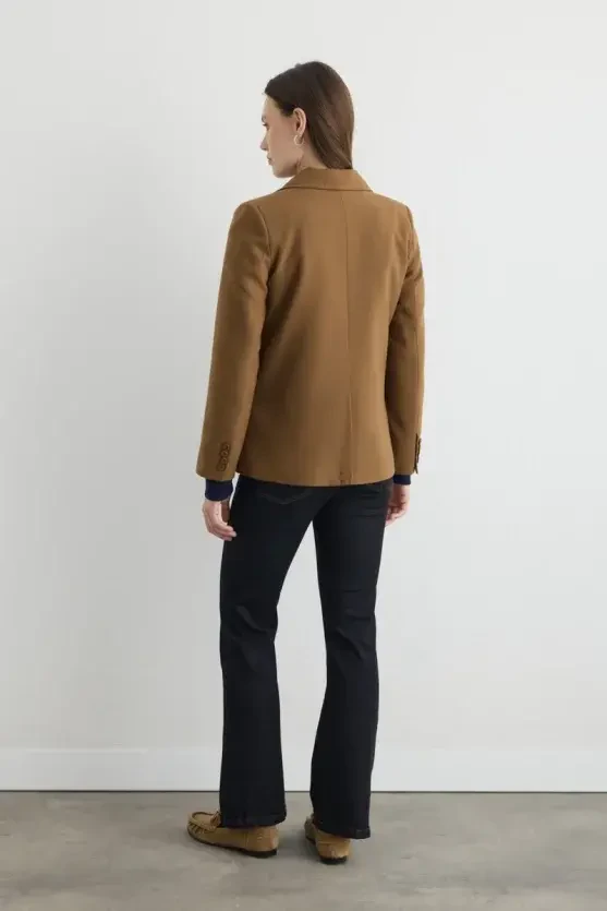 Wool Blazer Jacket - Camel - 9