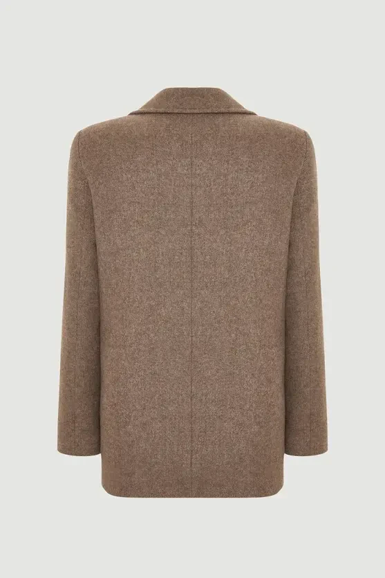 Wool Coat with Pockets - Mink - 9