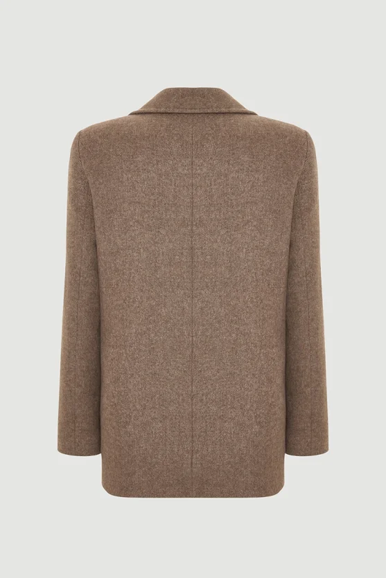 Wool Coat with Pockets Mink - 9