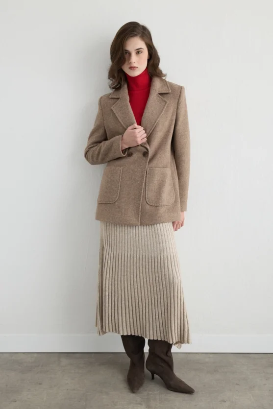 Wool Coat with Pockets Mink - Gusto