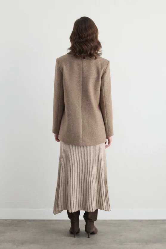 Wool Coat with Pockets Mink - Gusto