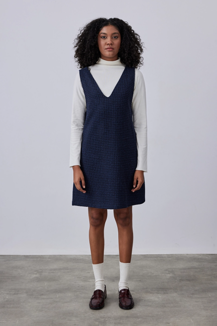 Wool Gilet Dress - Navy Navy Blue