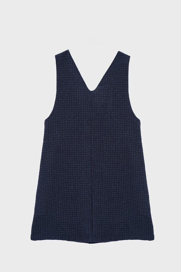 Wool Gilet Dress - Navy - 6