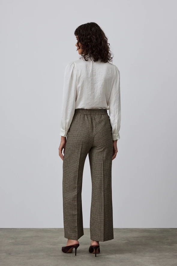 Wool High Waist Pants - Brown - 6